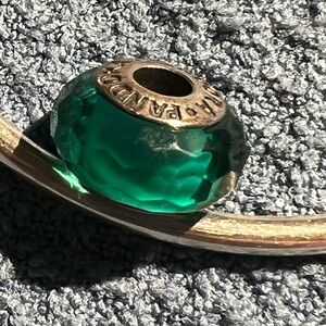 Vintage Pandora Green Murano glass bead